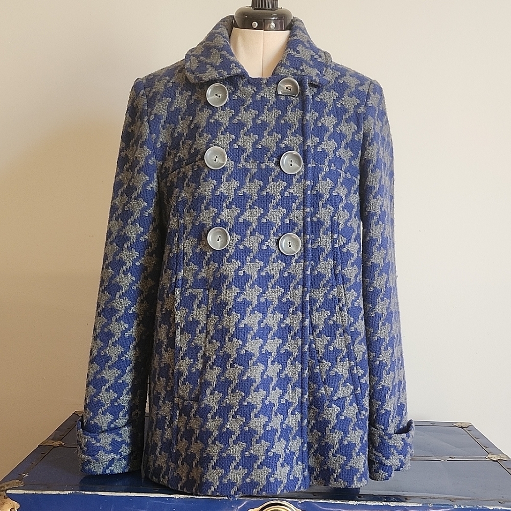 Wool Blue and Gray Women's Peacoat